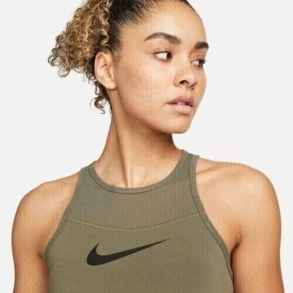 Nike Women Pro Dri-FIT Graphic Cropped Training Top DM7689-222 Green Size Small - Picture 3 of 4